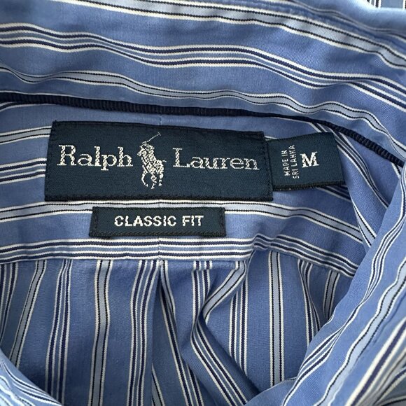 Ralph Lauren Shirt Men's Size Medium Blue Classic Fit Long Sleeve Button Down - Picture 8 of 9